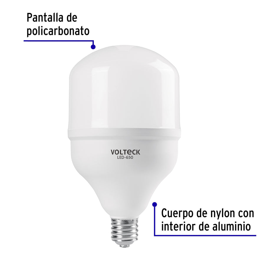 Foco LED alta potencia 60W (650W) 6500K blanca fría, E39