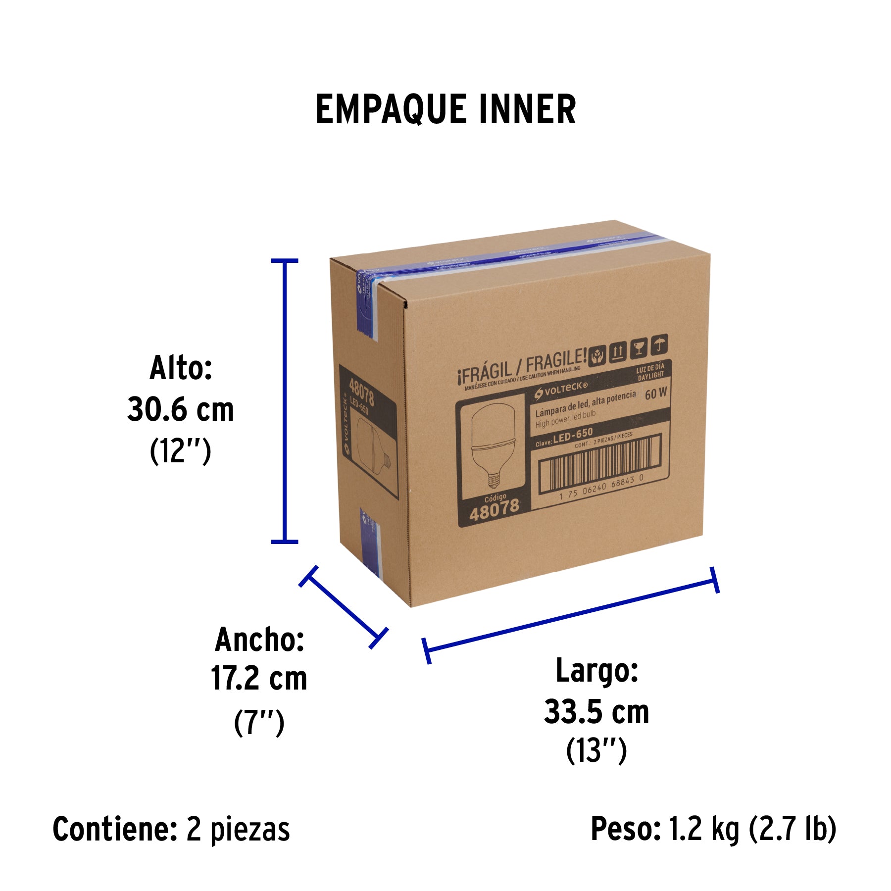 Foco LED alta potencia 60W (650W) 6500K blanca fría, E39