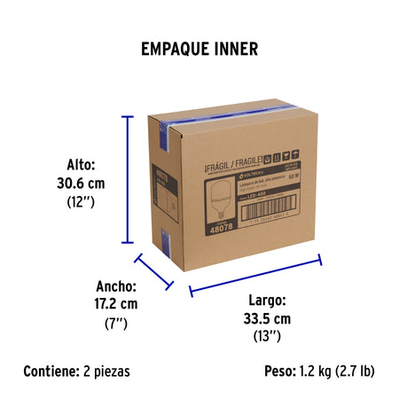 Foco LED alta potencia 60W (650W) 6500K blanca fría, E39