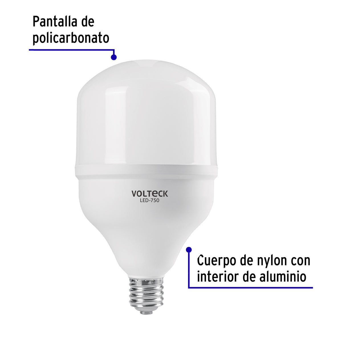 Foco LED alta potencia 70W (750W) 6500K blanca fria E39