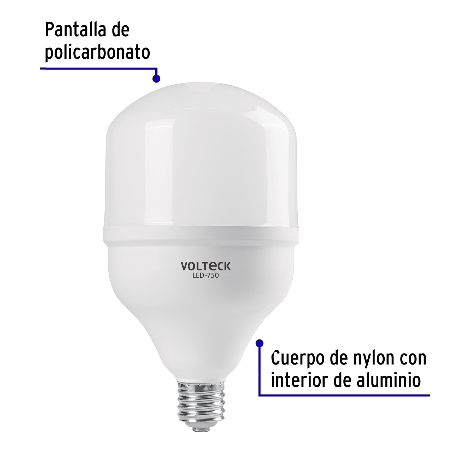 Foco LED alta potencia 70W (750W) 6500K blanca fria E39