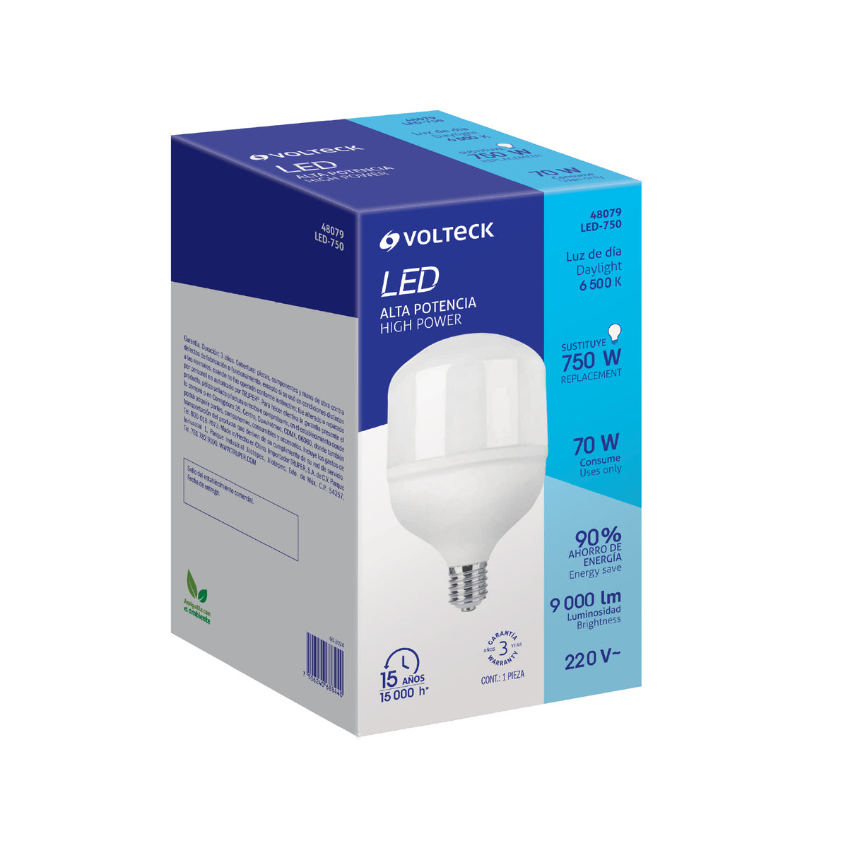 Foco LED alta potencia 70W (750W) 6500K blanca fria E39