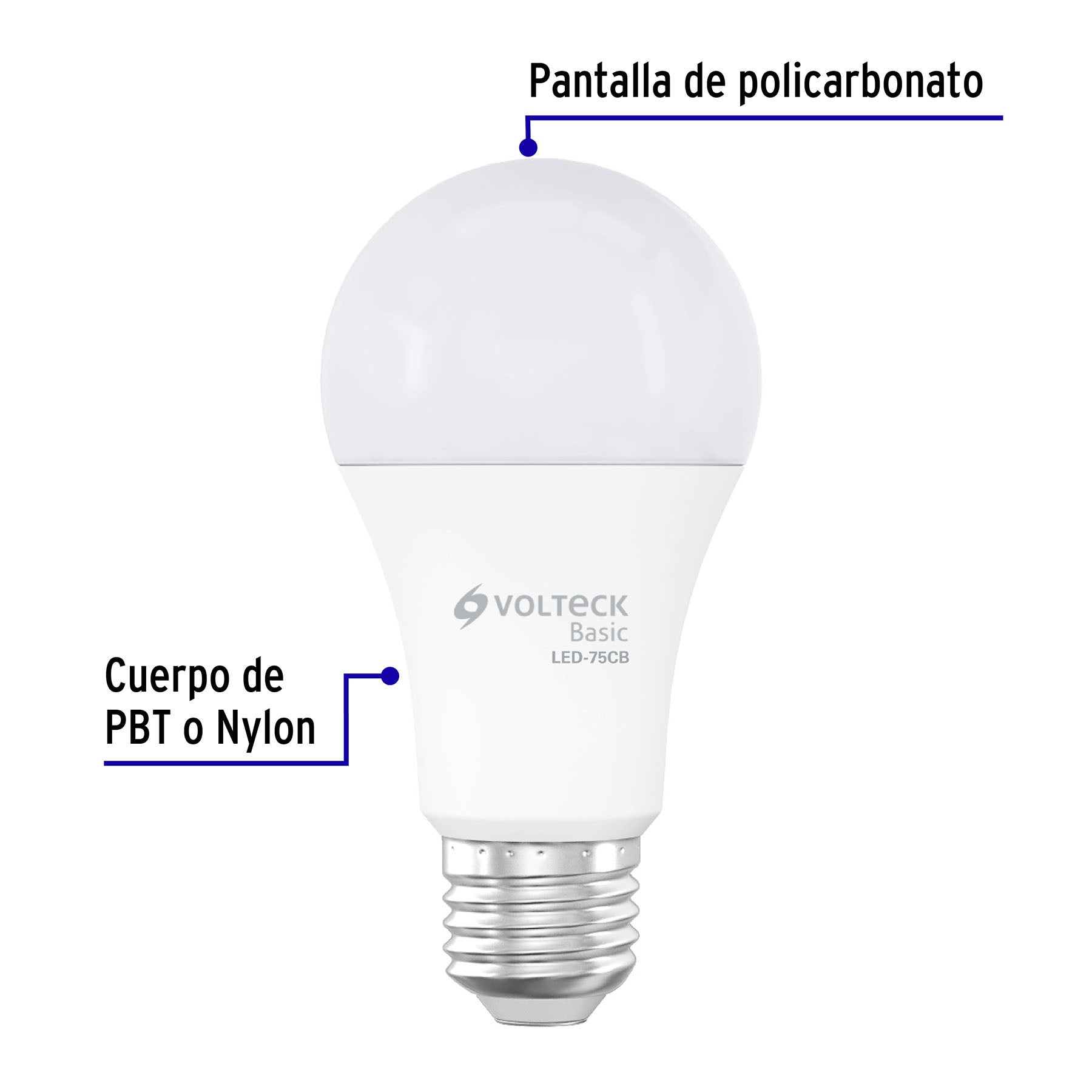 Foco LED 10W (75W) A19, 3000K blanca cálida, 950 lm, BASIC