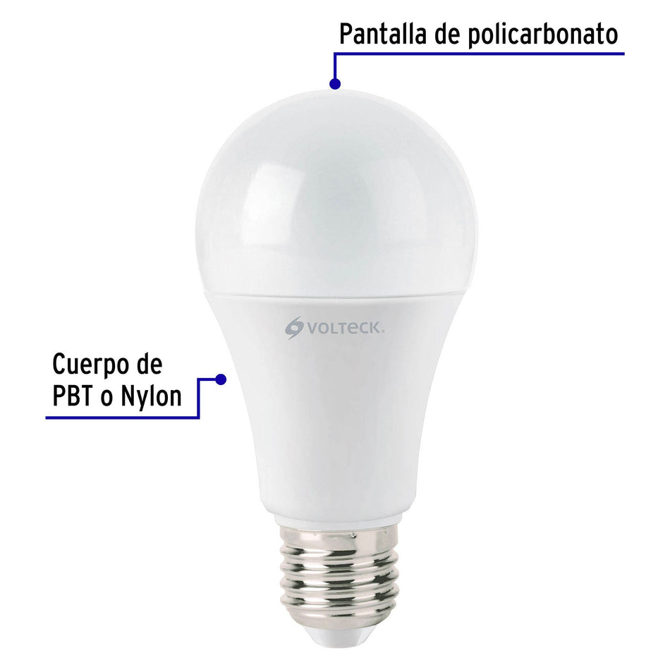 Foco LED 12W (75W) A19, 3000K blanca cálida, 1050 lm, caja