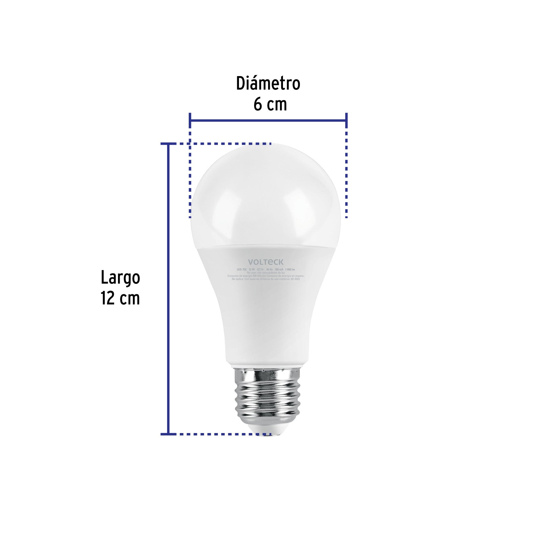 Foco LED 12W (75W) A19, 3000K blanca cálida, 1050lm, blíster
