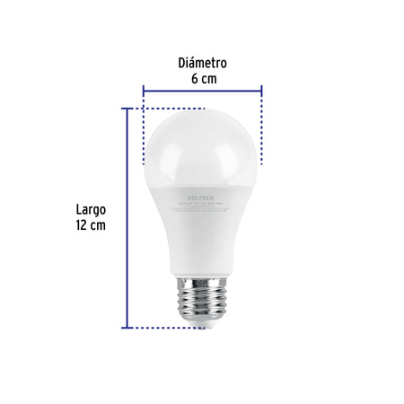 Foco LED 12W (75W) A19, 3000K blanca cálida, 1050lm, blíster
