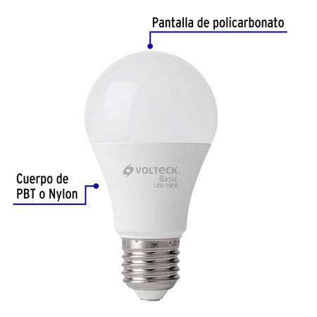Pack 4 focos LED 10W (75W) A19, 6500K fría, 950 lm, BASIC