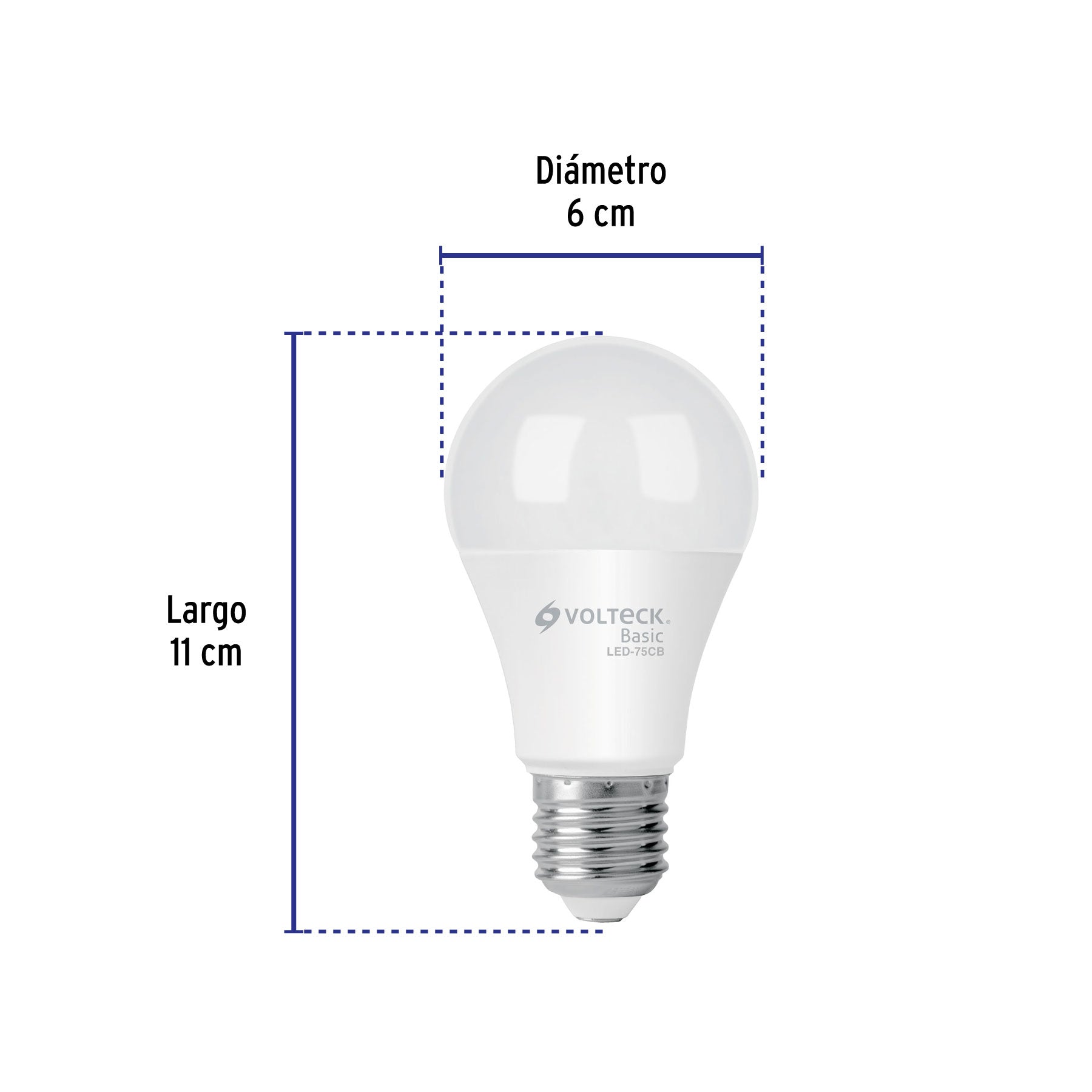 Foco LED 10W (75W) A19, 6500K blanca fría, 950 lm, BASIC