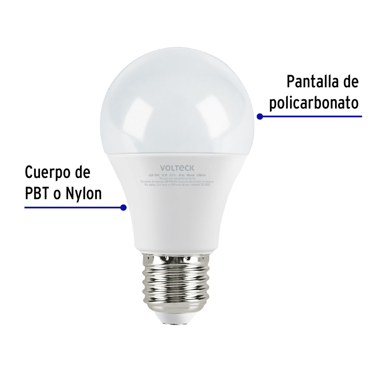 Foco LED 12W (75W) A19 6500K blanca fria 1050 lm caja