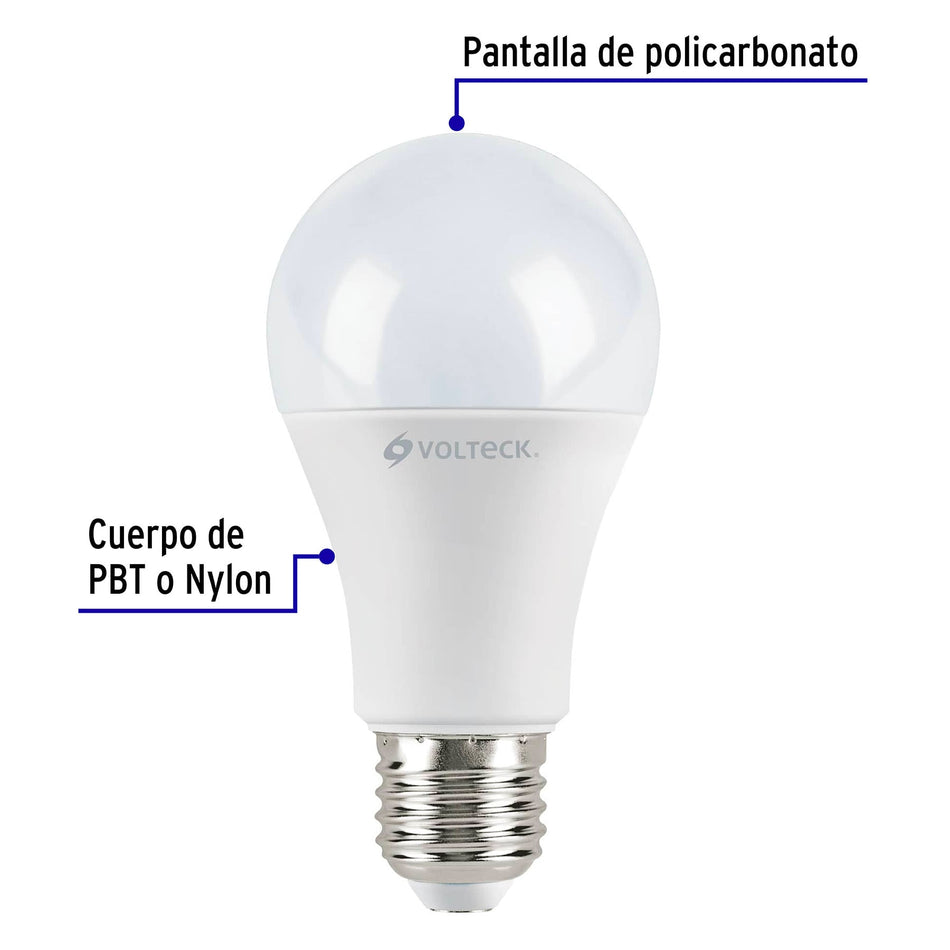 Pack 4 focos LED 12W (75W) A19, 6500K blanca fría, 1050 lm