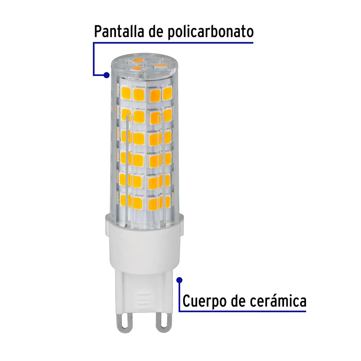 Foco LED 4 W tipo capsula 2700K luz ambar G9 VOLTECK