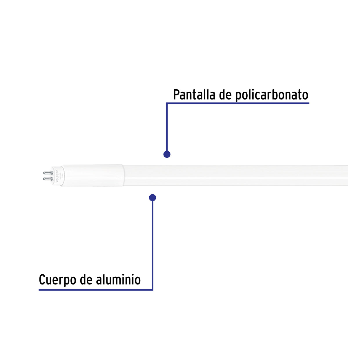 Tubo LED T5 8W G5, 6500K blanca fría, opalino, VOLTECK
