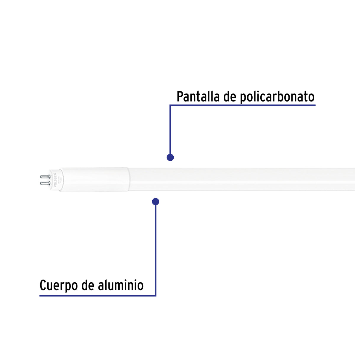 Tubo LED T5 16W G5, 6500K blanca fría, opalino, VOLTECK