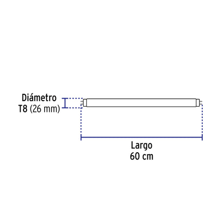 Tubo LED T8 9W G13, 6500K blanca fría, transparente, BASIC 8 9W, blanca