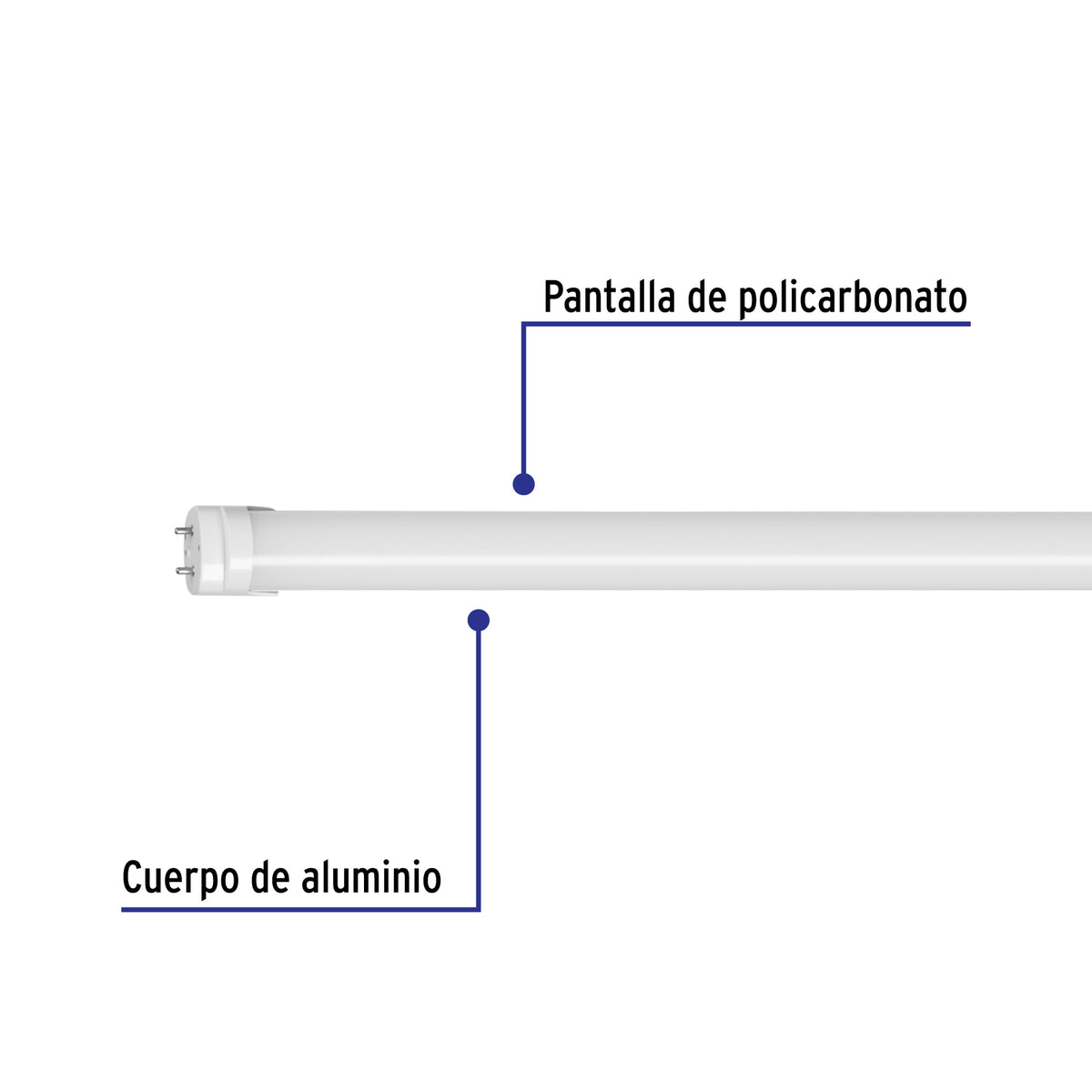 Tubo LED T8 18W G13, 6500K blanca fría, opalino, VOLTECK