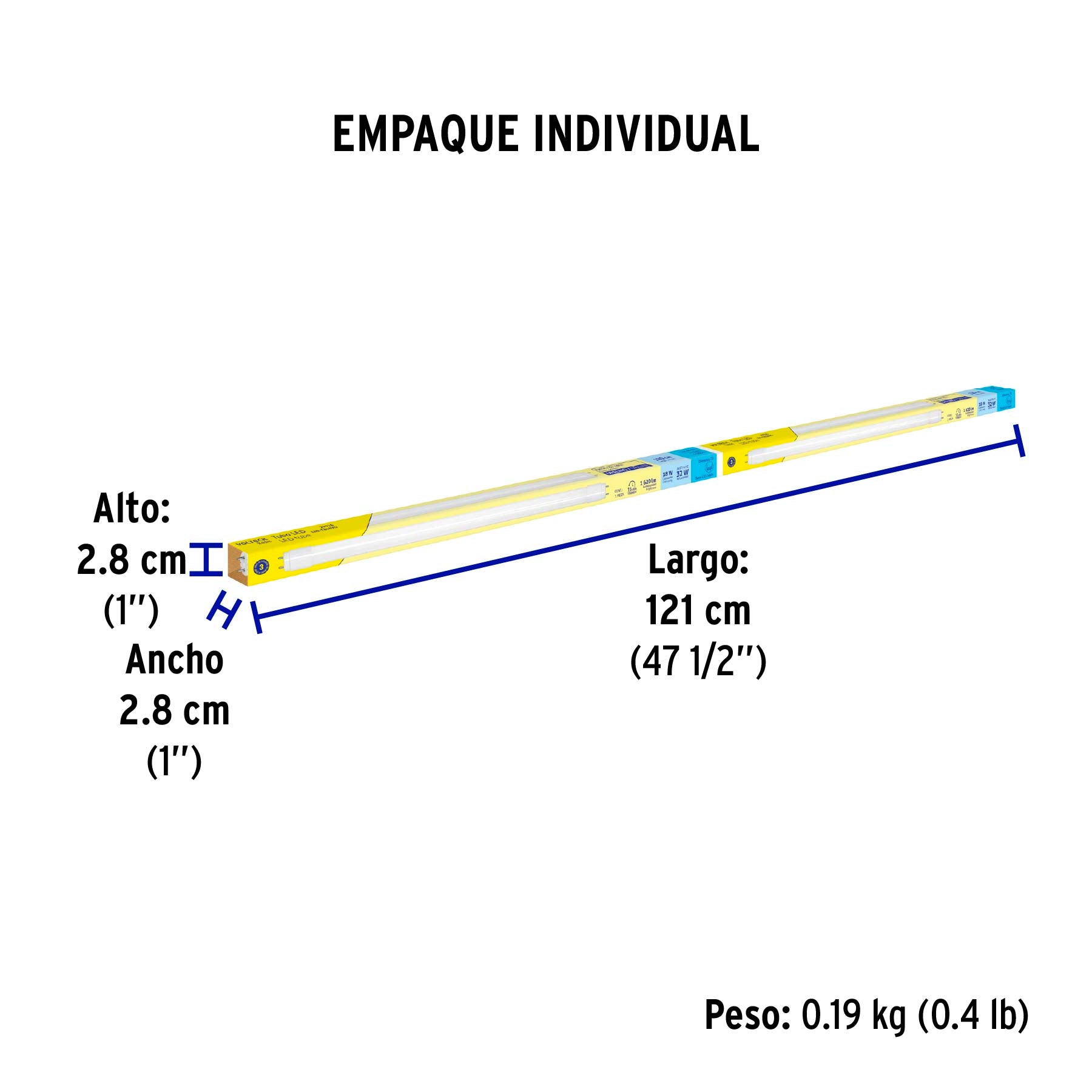 Tubo LED T8 18W G13, 6500K blanca fría, opalino, BASIC