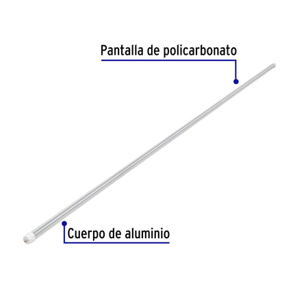 Tubo LED T8 36W FA8 6500K blanca fría, transparente, VOLTECK