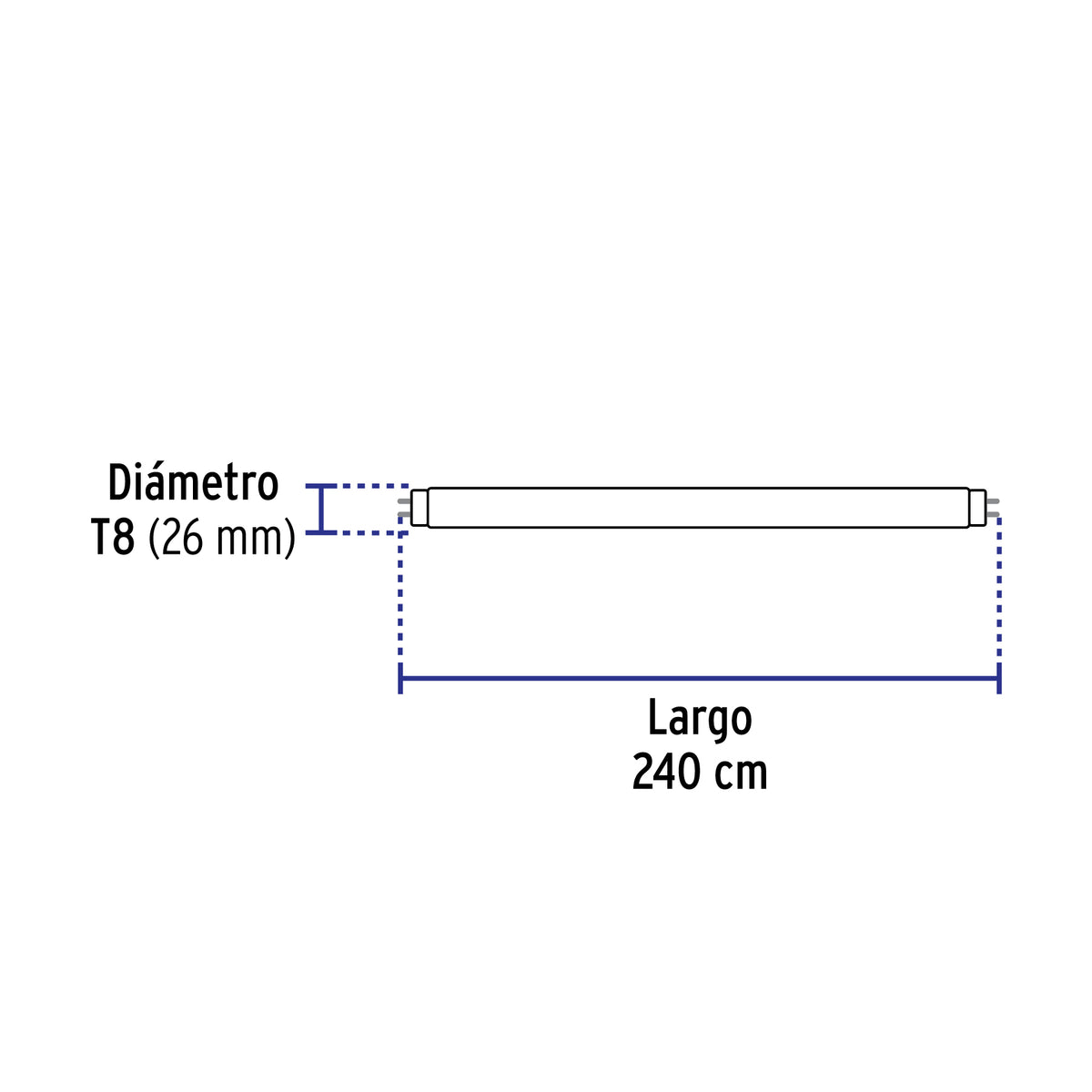 Tubo LED T8 36W G13, 6500K blanca fría, opalino, VOLTECK