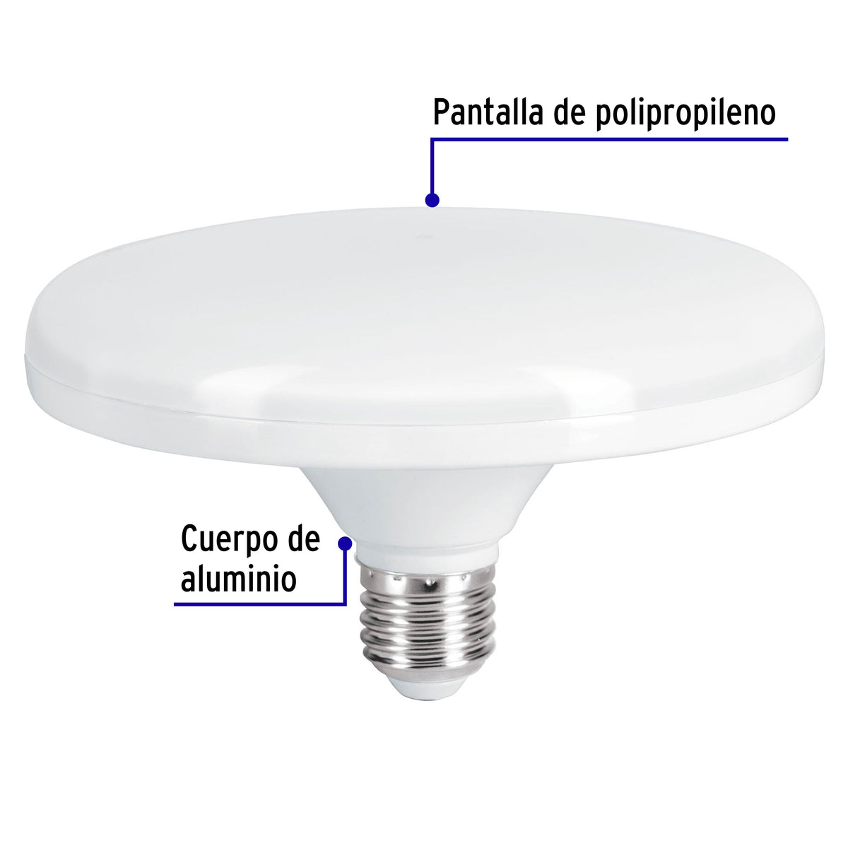 Lampara de LED tipo OVNI 18 W luz calida en caja Volteck