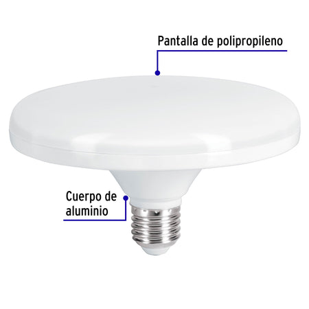Lampara de LED tipo OVNI 18 W luz calida en caja Volteck