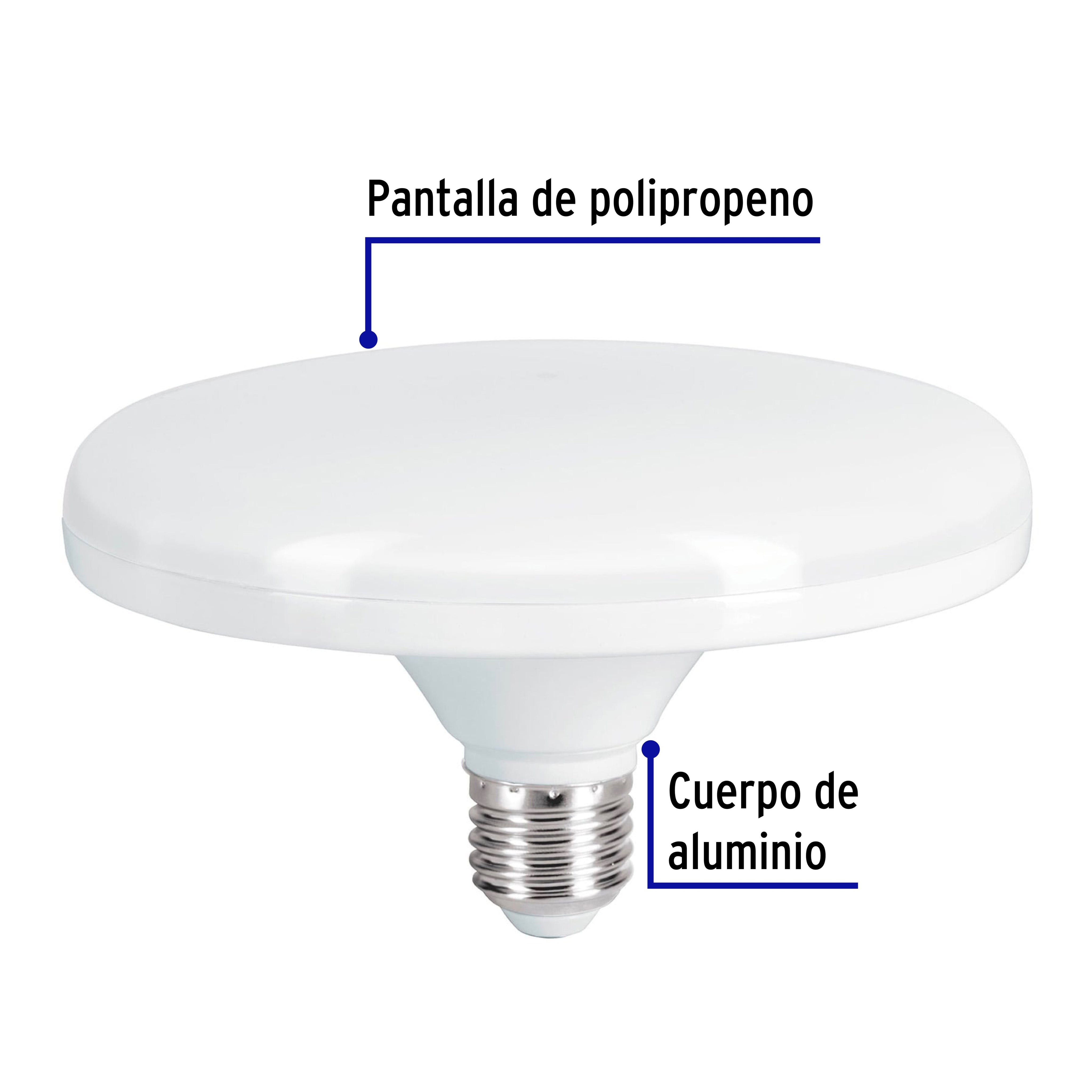 Lampara de LED tipo OVNI luz de dia en caja Volteck 18W