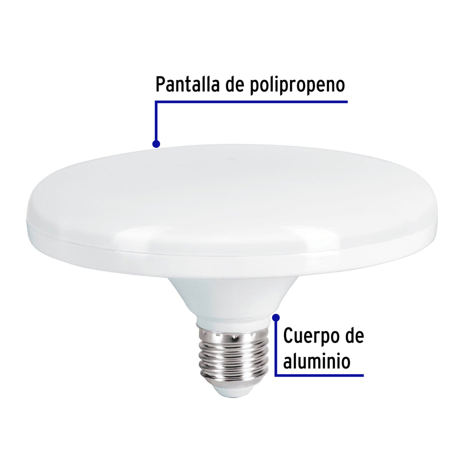 Lampara de LED tipo OVNI luz de dia en caja Volteck 18W