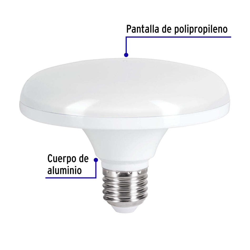 Lámpara LED tipo OVNI 12 W (equiv. 75 W), luz cálida, caja