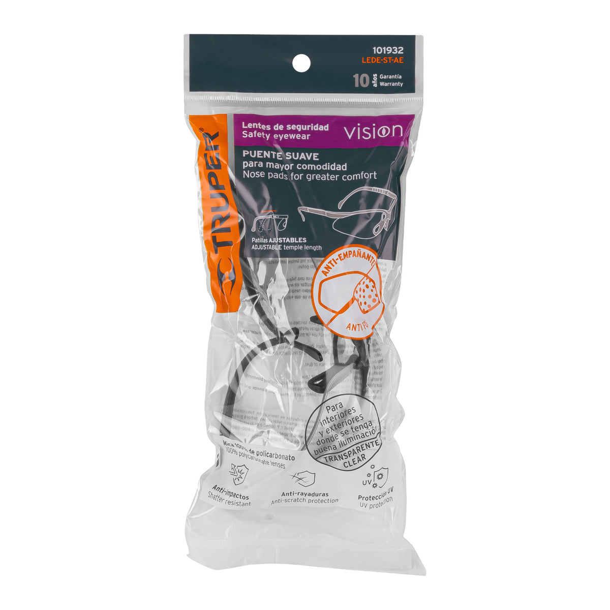 Lentes de seguridad transparentes con antiempano Vision