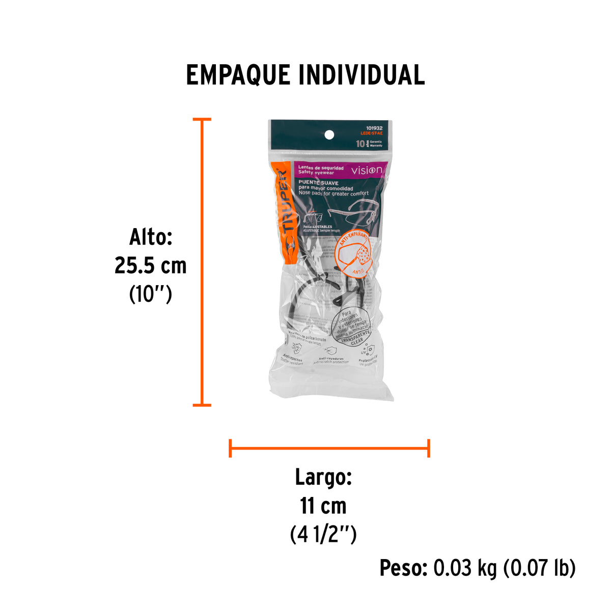Lentes de seguridad transparentes con antiempano Vision