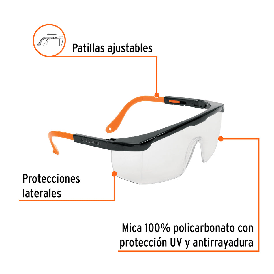 Lentes de seguridad ajustables claros c/antiempano Classic