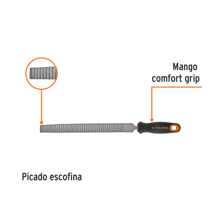 Lima escofina 10' con mango doble inyección, TRUPER 10'