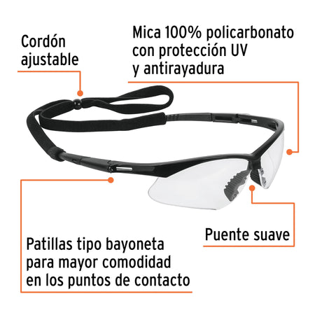 Lentes seguridad verde antiempaño c/cordón ajustable, Sport verde