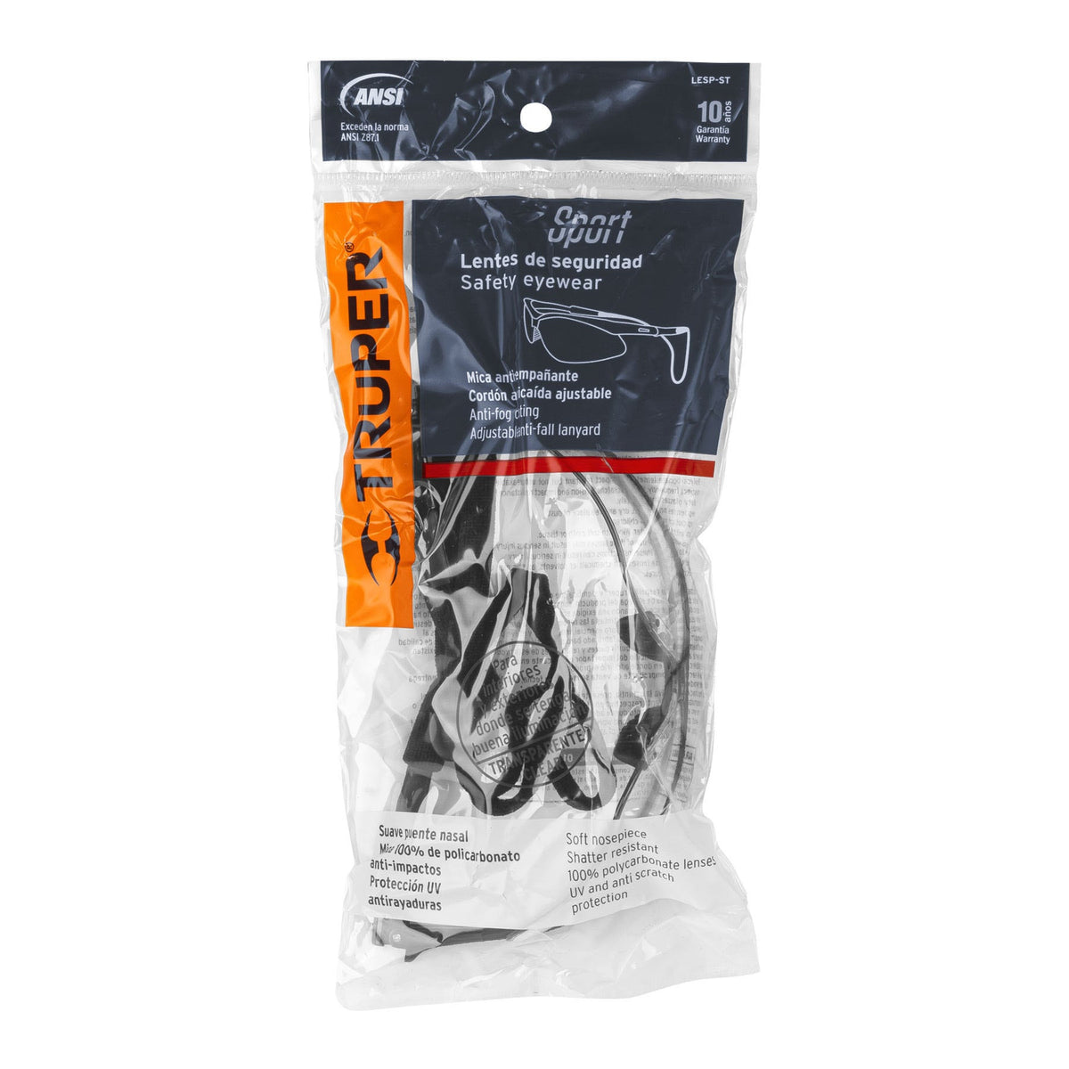 Lentes seguridad ámbar antiempaño c/cordón ajustable, Sport