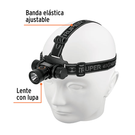 Linterna de minero LED 500 lm, recargable, TRUPER EXPERT