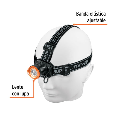 Linterna de minero LED 80 lm, recargable, TRUPER EXPERT