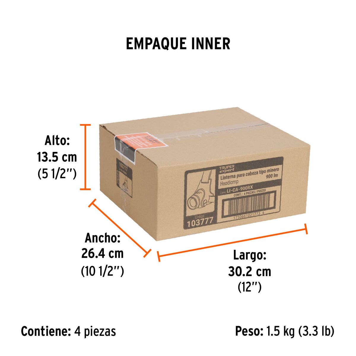 Linterna de minero LED 900 lm, recargable, TRUPER EXPERT