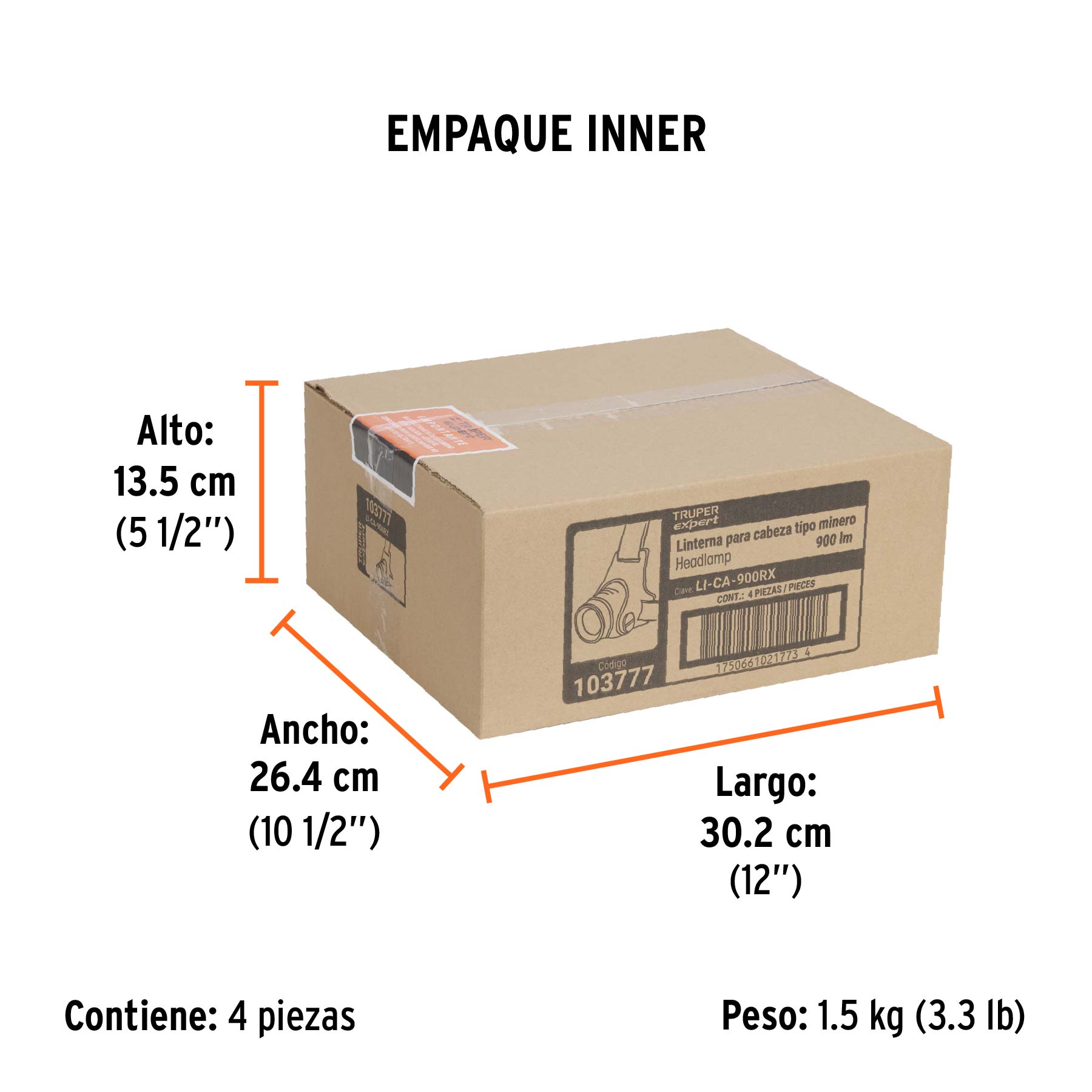 Linterna de minero LED 900 lm, recargable, TRUPER EXPERT