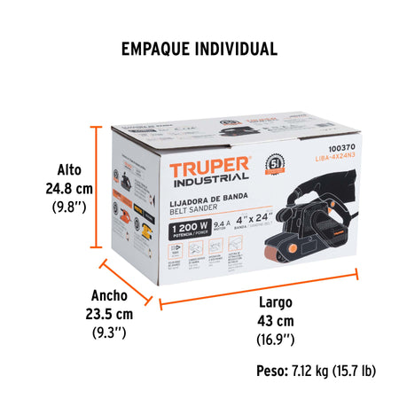 Lijadora de banda 4 x 24" 1200W TRUPER INDUSTRIAL