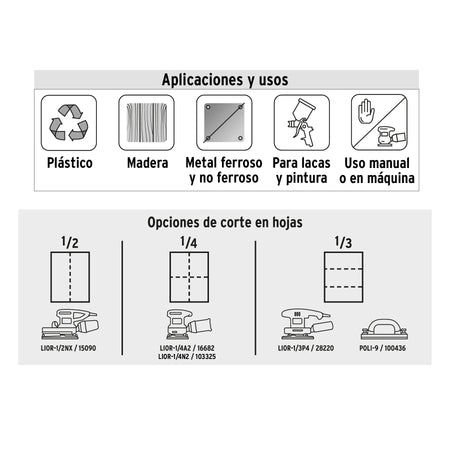 Lija para madera papel cabinet, grano 40, Truper