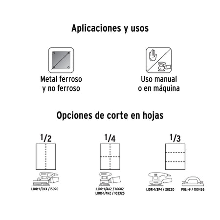 Lija de esmeril negra grano 50 de óxido de aluminio, Truper negra