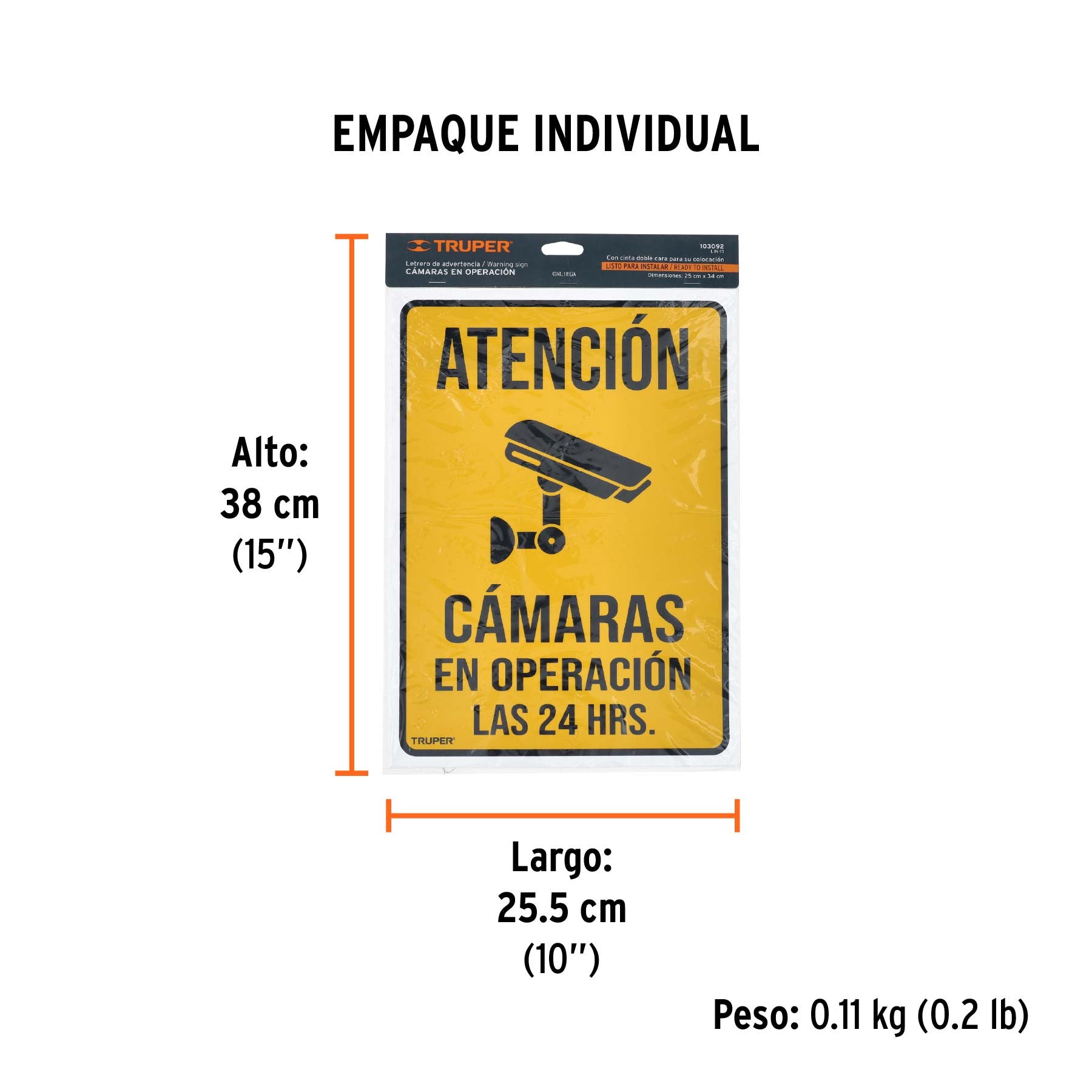 Letrero de senalizacion "CAMARAS EN OPERACION" 25 x 34 cm