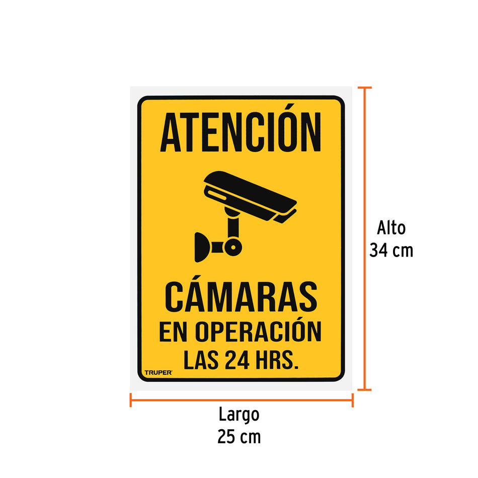 Letrero de senalizacion "CAMARAS EN OPERACION" 25 x 34 cm