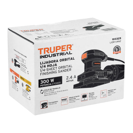 Lijadora orbital 1/2 hoja 360 W, TRUPER INDUSTRIAL