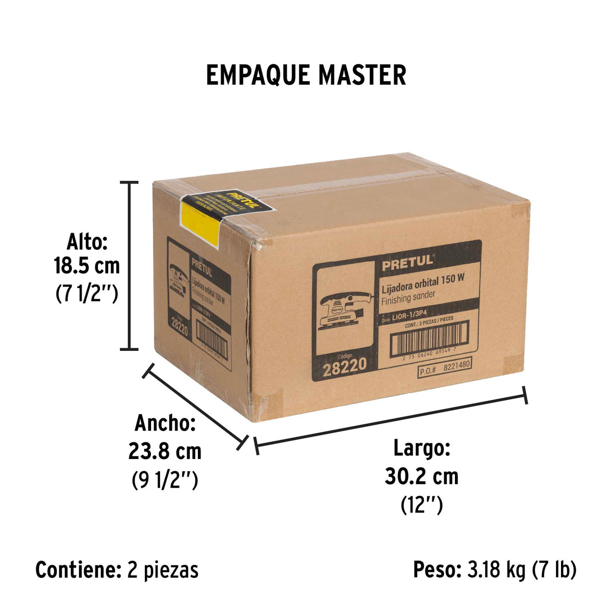 Lijadora orbital 1/3 hoja 150W PRETUL
