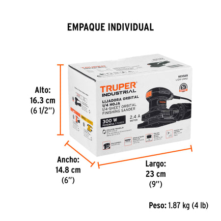 Lijadora orbital 1/4 hoja 300W TRUPER INDUSTRIAL