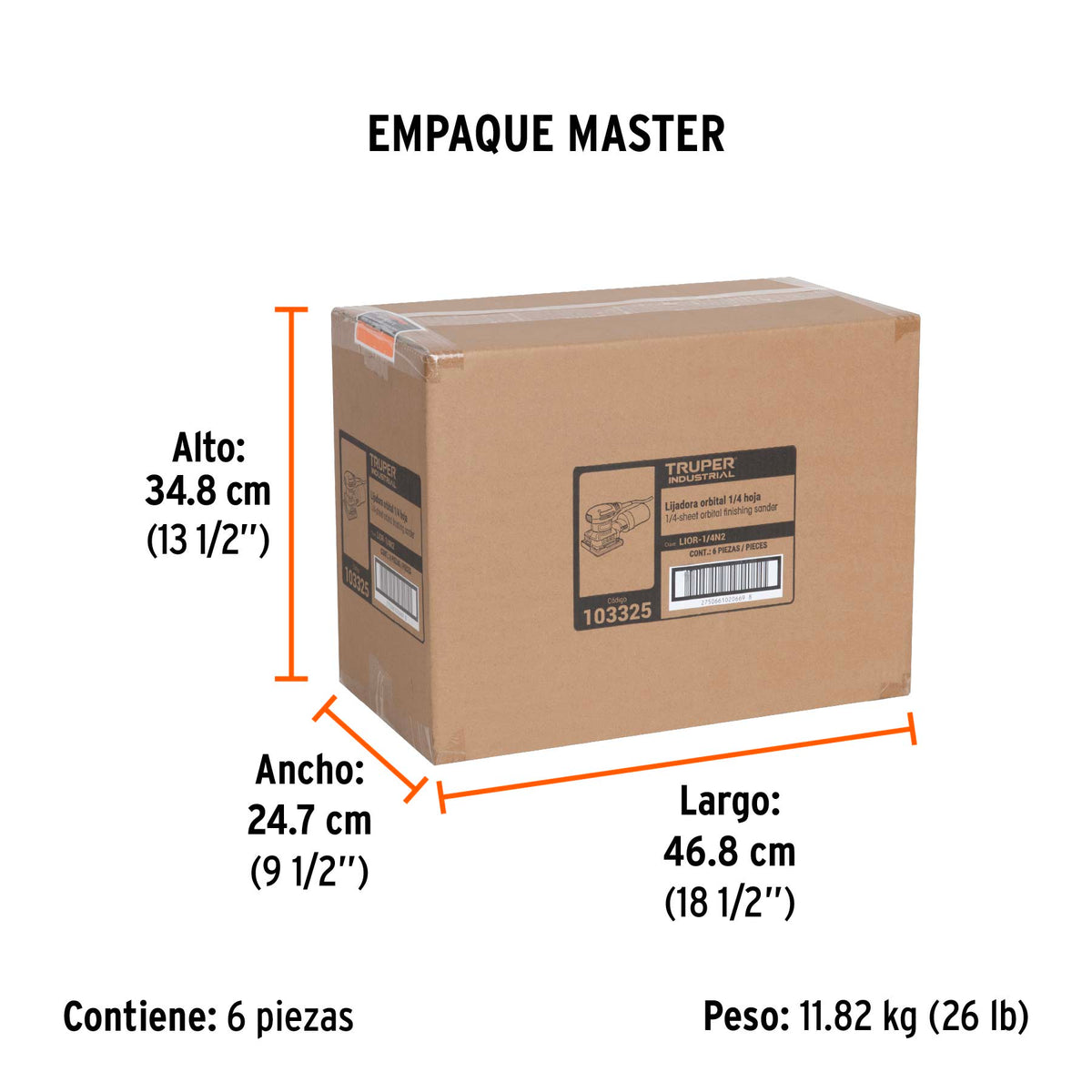 Lijadora orbital 1/4 hoja 300W TRUPER INDUSTRIAL