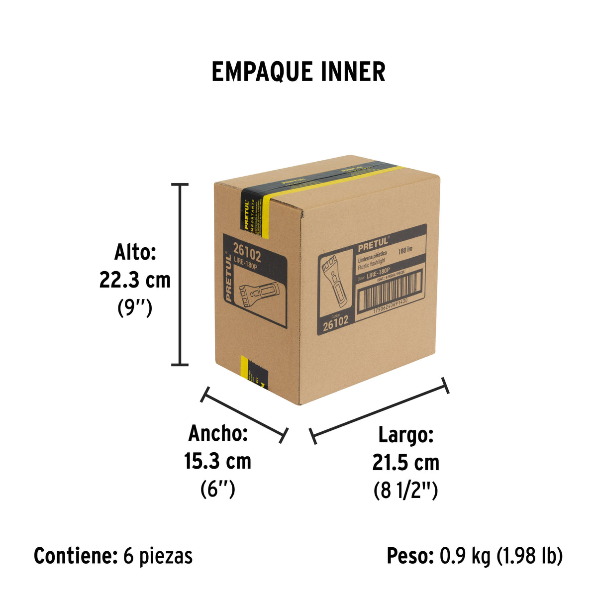 Linterna plastica de LED recargable PRETUL 180 lm