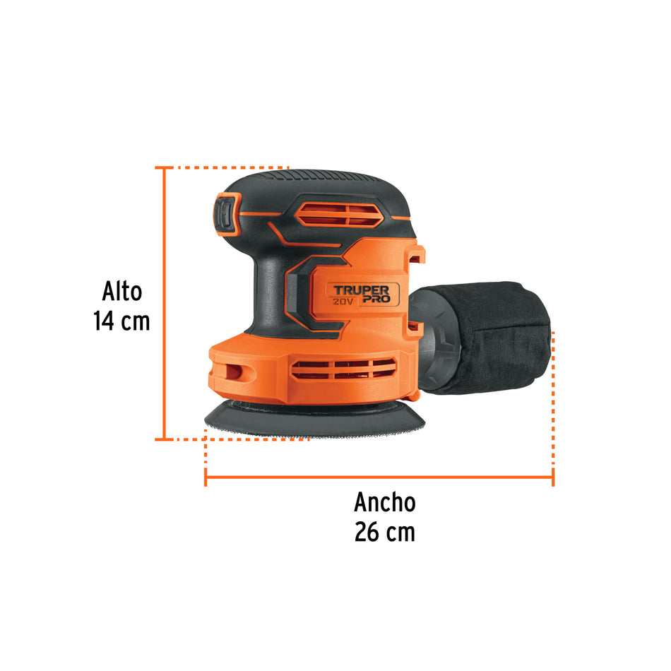Lijadora roto-orbital 5" 20V sin accesorios TRUPER PRO