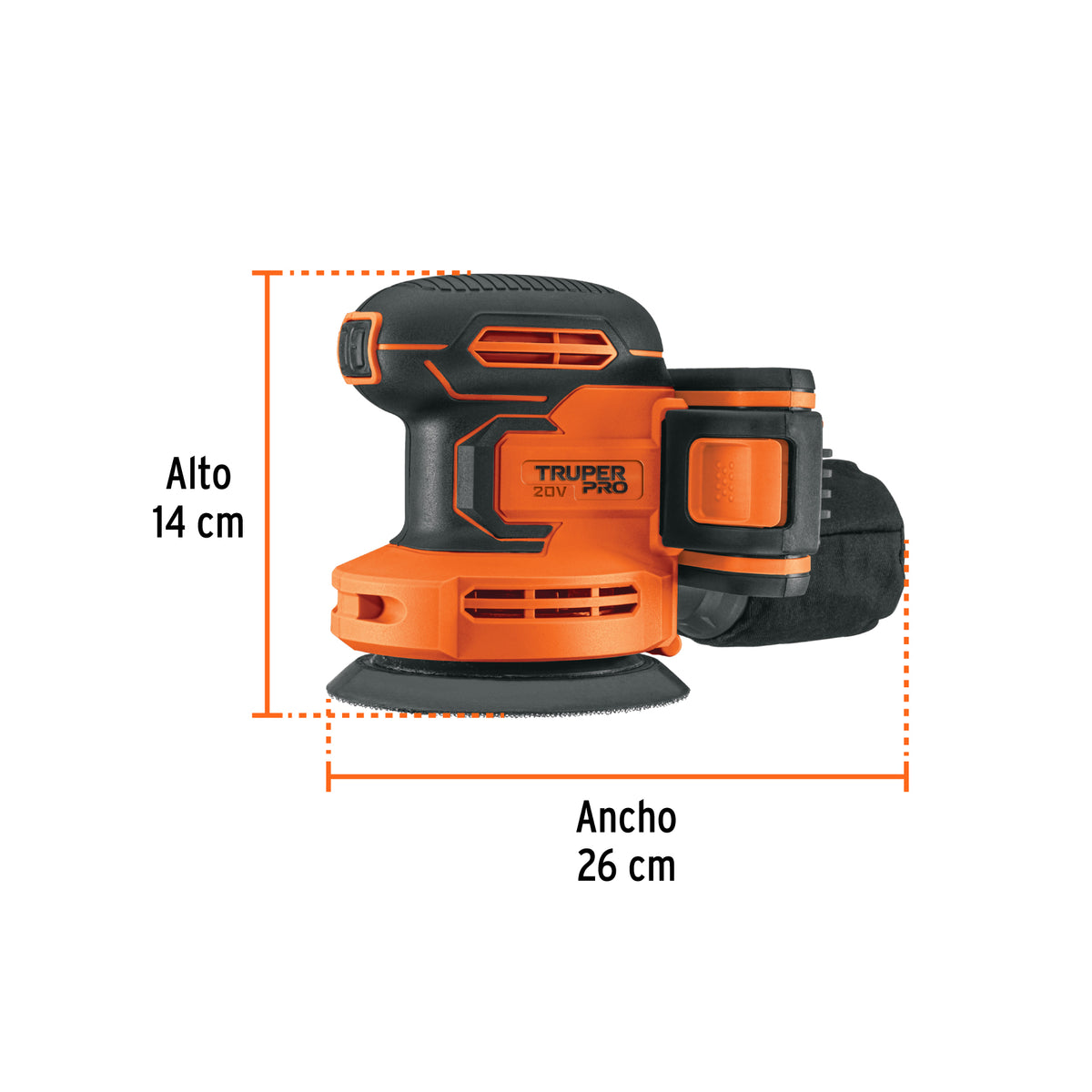 Lijadora roto-orbital 5" 20V 1 bateria 2Ah TRUPER PRO