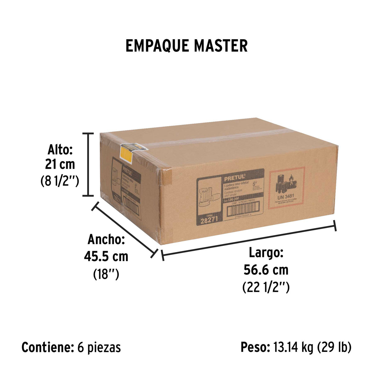 Lijadora roto-orbital 5" 20V 1 bateria 2Ah PRETUL